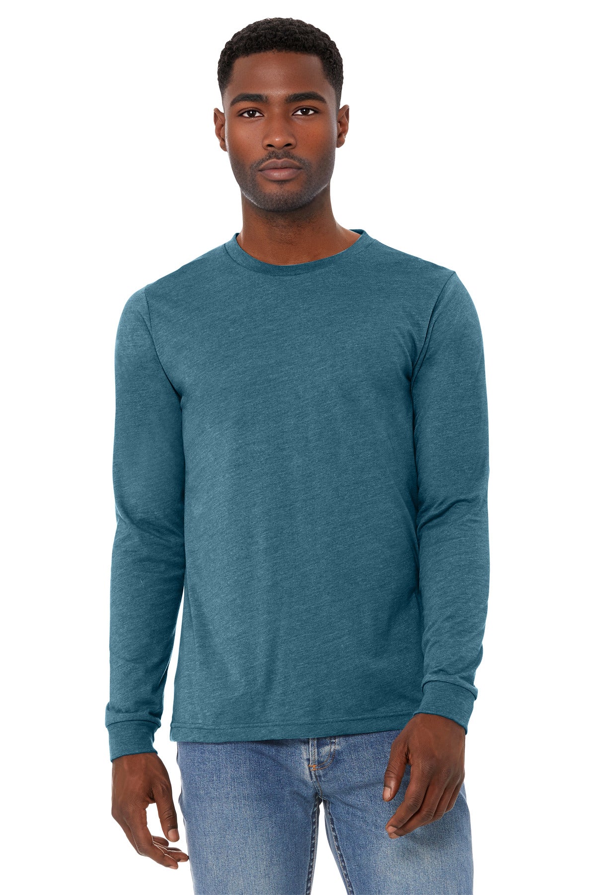 BELLA+CANVAS Unisex Heather CVC Long Sleeve Tee - Heather Deep Teal