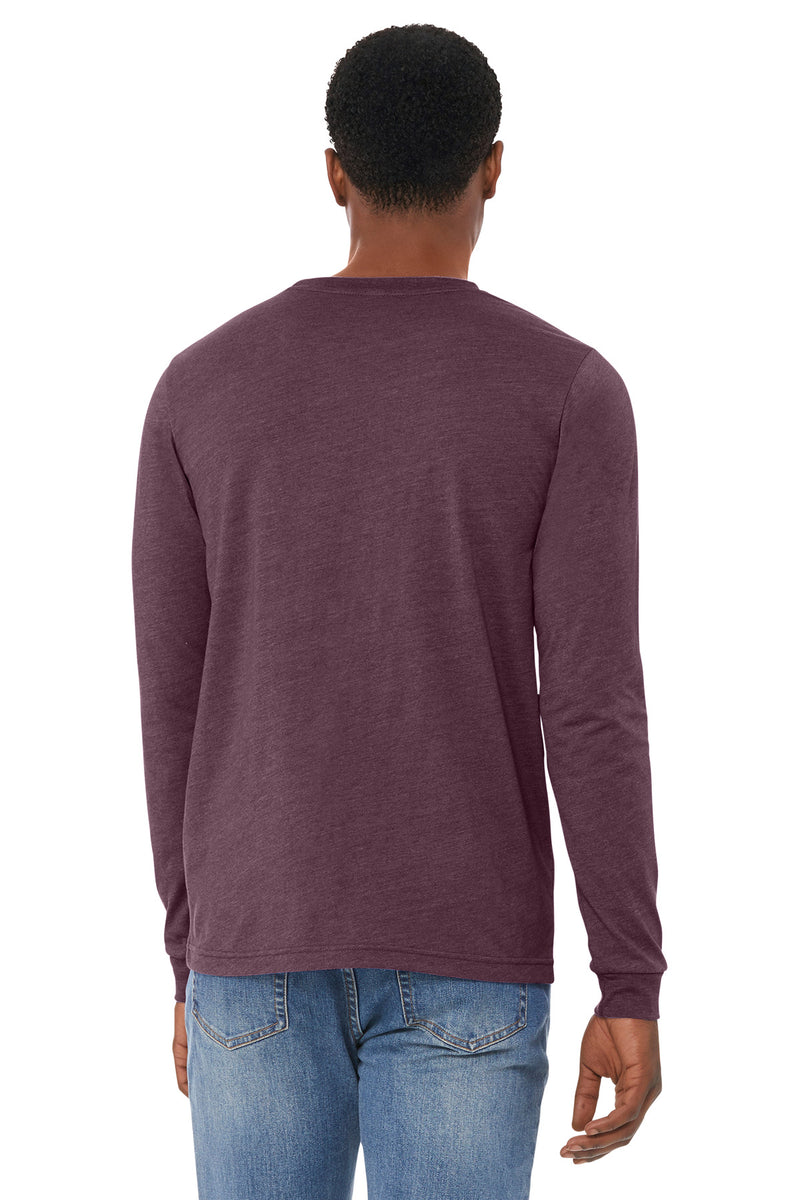 BELLA+CANVAS Unisex Heather CVC Long Sleeve Tee - Heather Maroon