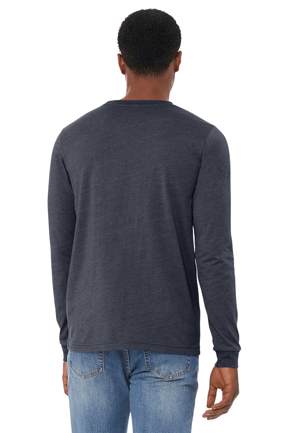 BELLA+CANVAS Unisex Heather CVC Long Sleeve Tee - Heather Midnight Navy