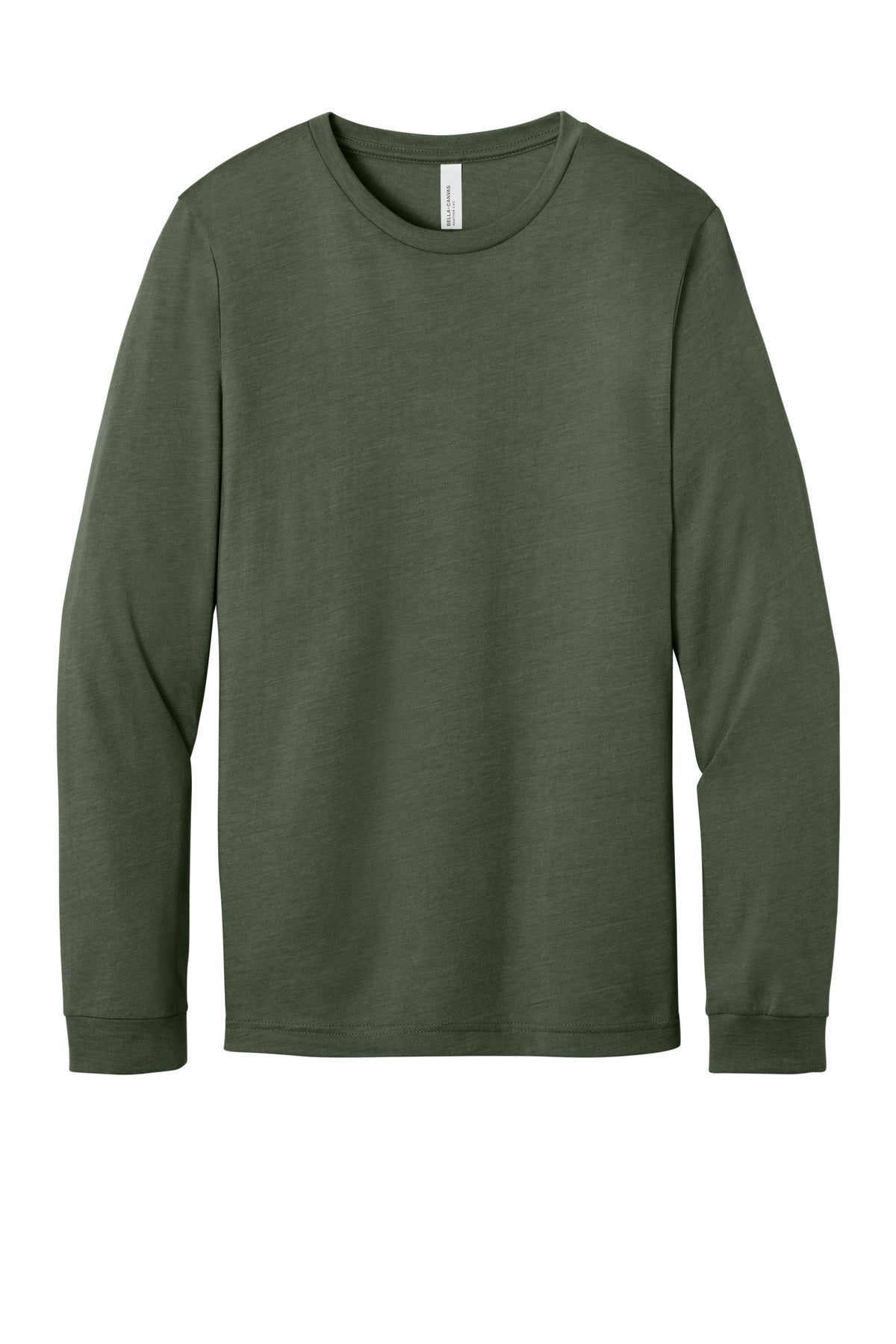 BELLA+CANVAS Unisex Heather CVC Long Sleeve Tee - Heather Military Green