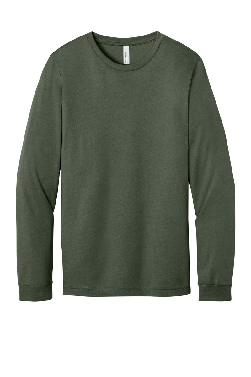 BELLA+CANVAS Unisex Heather CVC Long Sleeve Tee - Heather Military Green