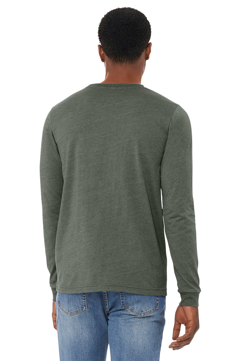 BELLA+CANVAS Unisex Heather CVC Long Sleeve Tee - Heather Military Green