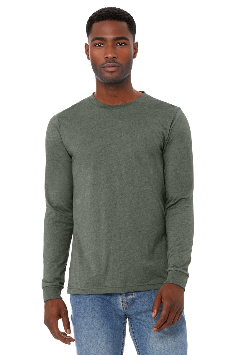 BELLA+CANVAS Unisex Heather CVC Long Sleeve Tee - Heather Military Green
