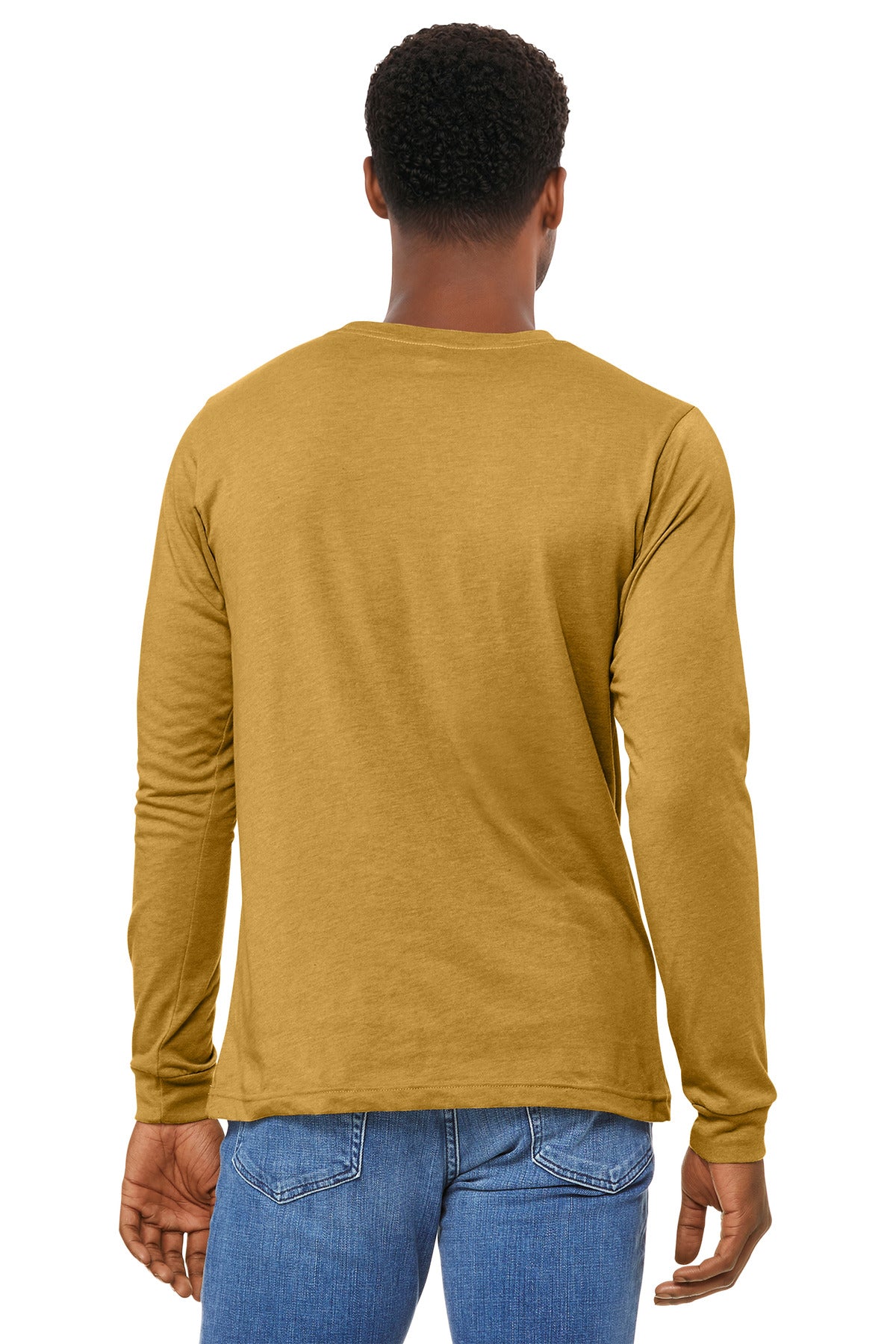 BELLA+CANVAS Unisex Heather CVC Long Sleeve Tee - Heather Mustard