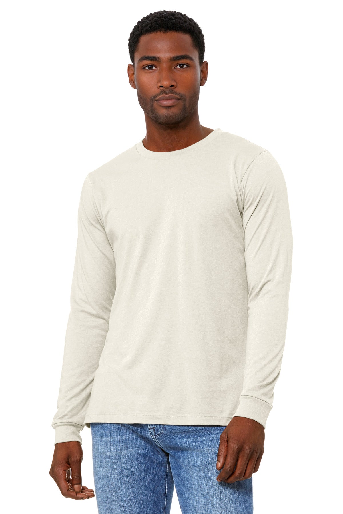BELLA+CANVAS Unisex Heather CVC Long Sleeve Tee - Heather Natural