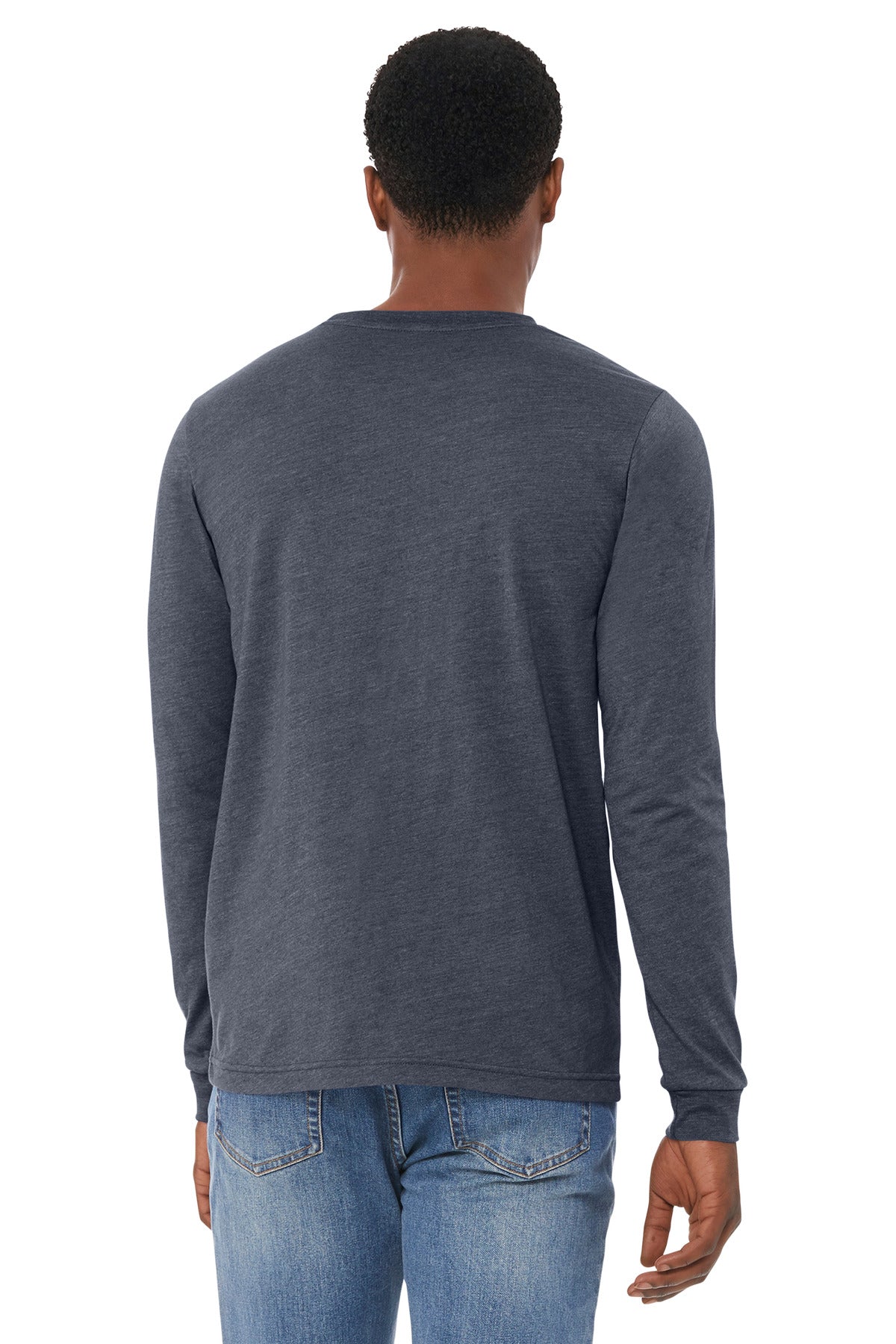BELLA+CANVAS Unisex Heather CVC Long Sleeve Tee - Heather Navy