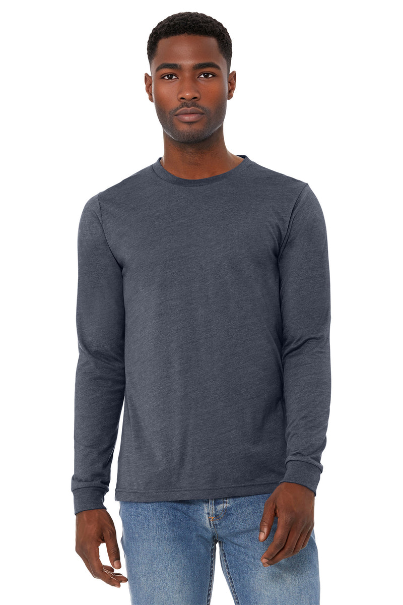 BELLA+CANVAS Unisex Heather CVC Long Sleeve Tee - Heather Navy