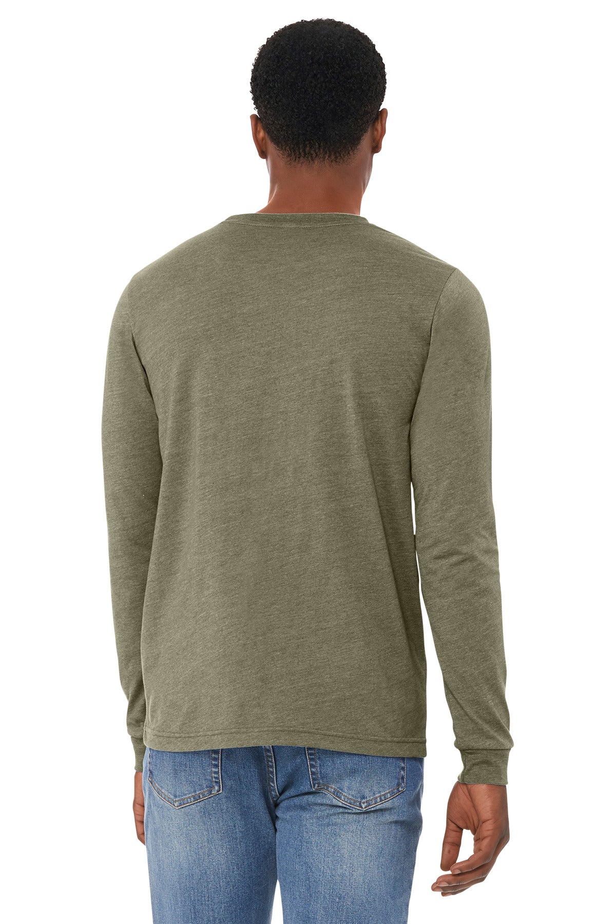 BELLA+CANVAS Unisex Heather CVC Long Sleeve Tee - Heather Olive