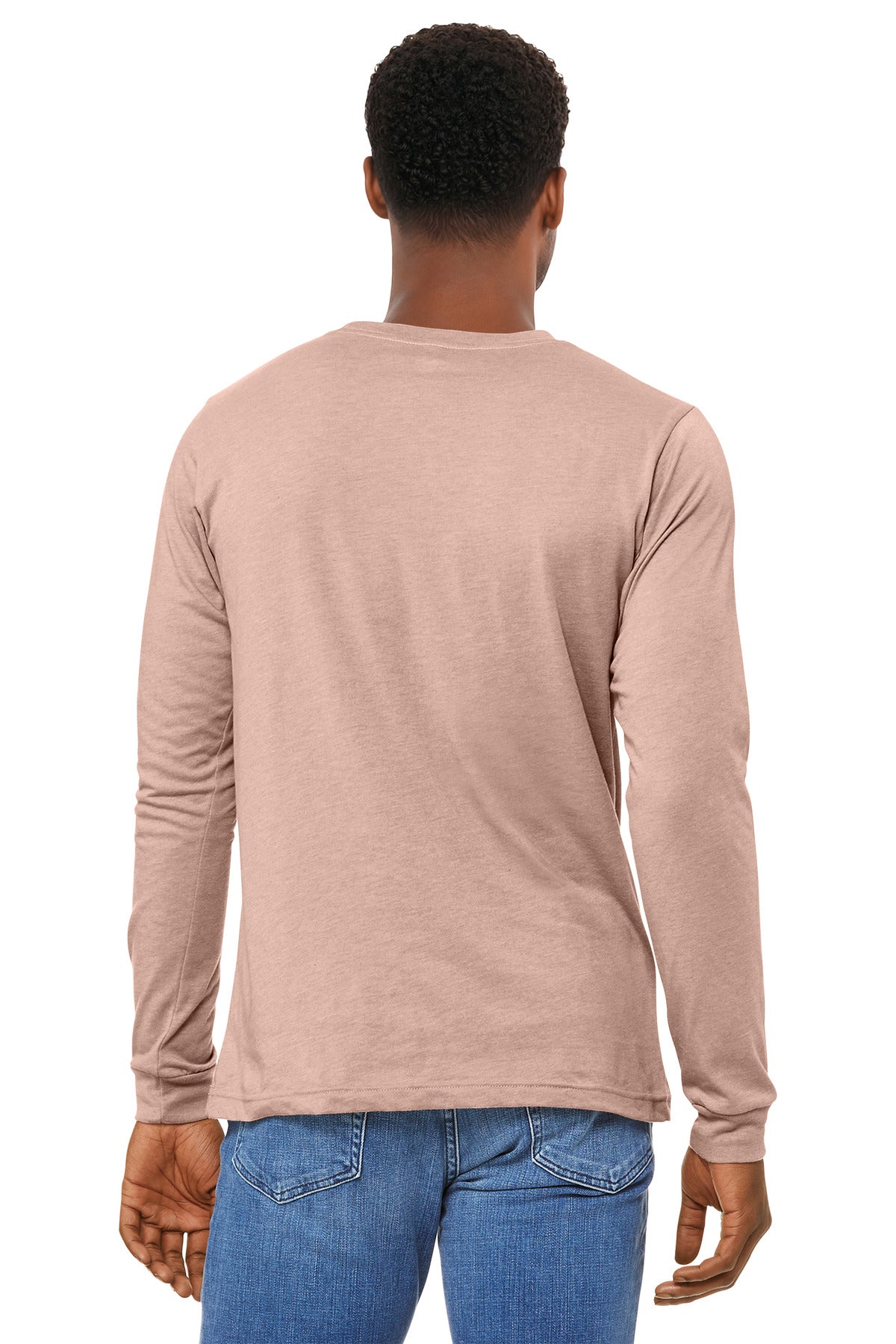 BELLA+CANVAS Unisex Heather CVC Long Sleeve Tee - Heather Peach