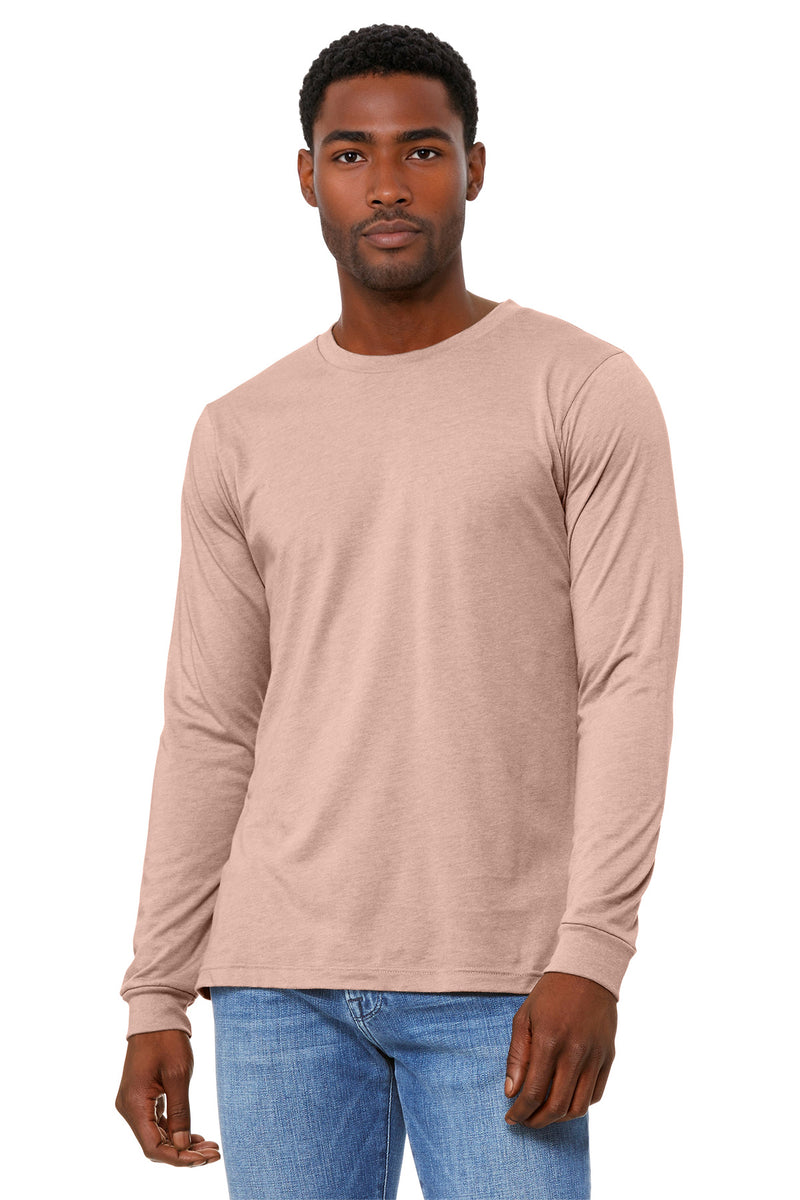 BELLA+CANVAS Unisex Heather CVC Long Sleeve Tee - Heather Peach
