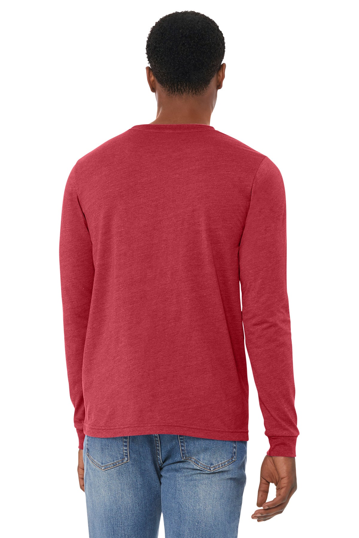 BELLA+CANVAS Unisex Heather CVC Long Sleeve Tee - Heather Red