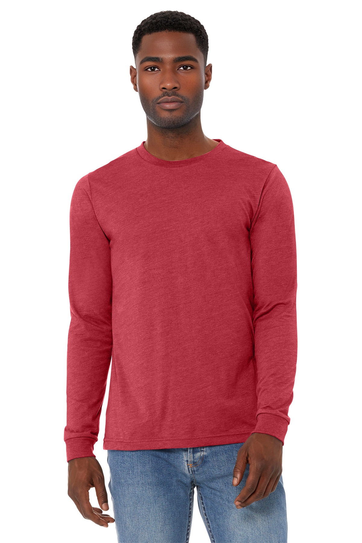 BELLA+CANVAS Unisex Heather CVC Long Sleeve Tee - Heather Red