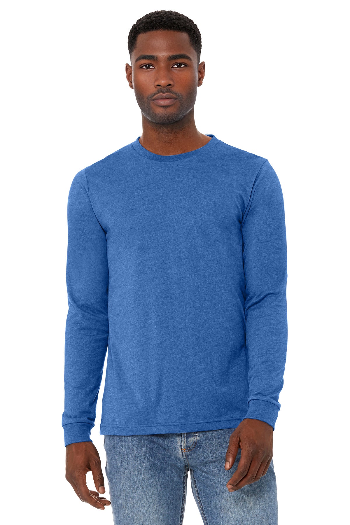 BELLA+CANVAS Unisex Heather CVC Long Sleeve Tee - Heather True Royal