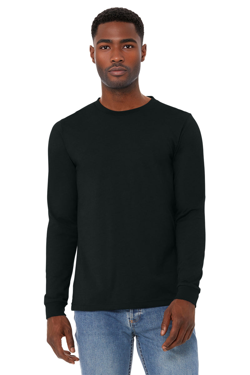 BELLA+CANVAS Unisex Heather CVC Long Sleeve Tee - Solid Black Blend