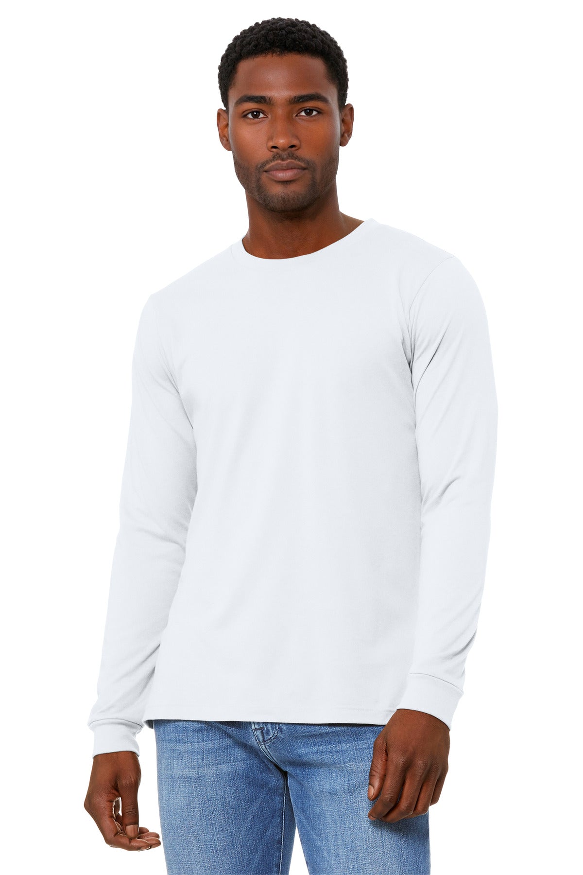 BELLA+CANVAS Unisex Heather CVC Long Sleeve Tee - Solid White Blend