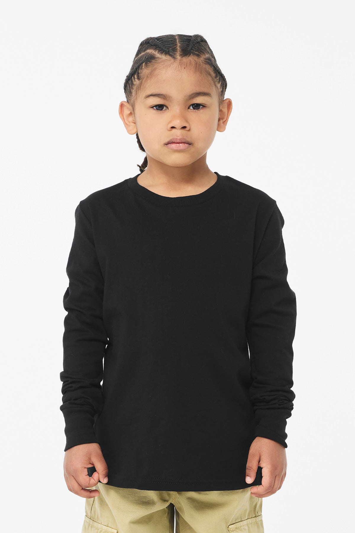 BELLA+CANVAS Youth Jersey Long Sleeve Tee - Black