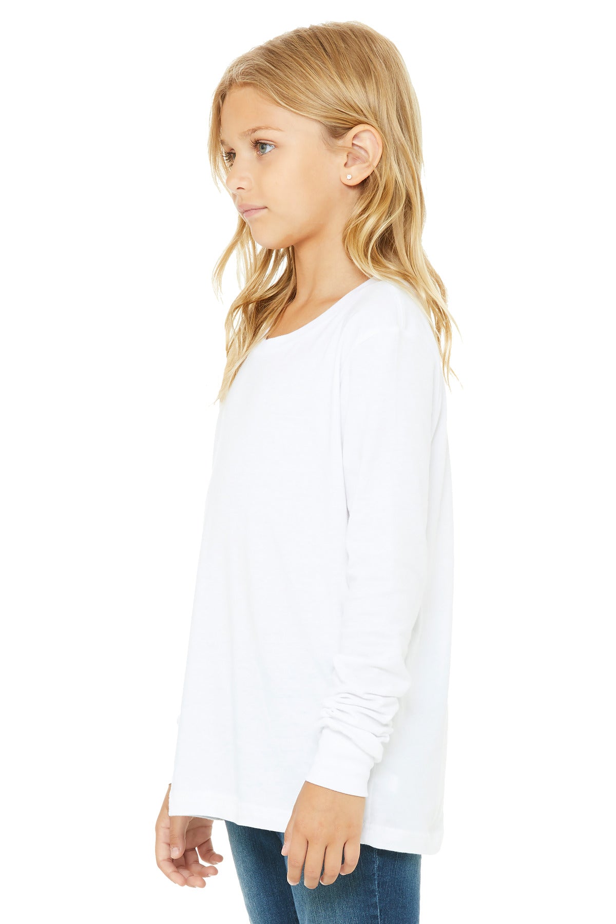 BELLA+CANVAS Youth Jersey Long Sleeve Tee - White