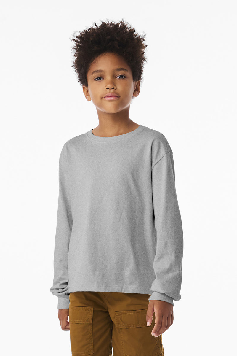 BELLA+CANVAS Youth 6-Ounce Heavyweight Long Sleeve Tee - Athletic Heather