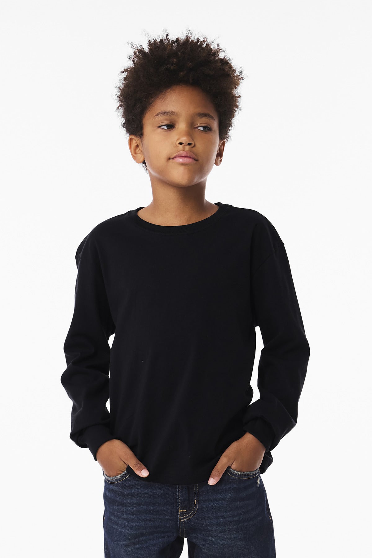 BELLA+CANVAS Youth 6-Ounce Heavyweight Long Sleeve Tee - Black