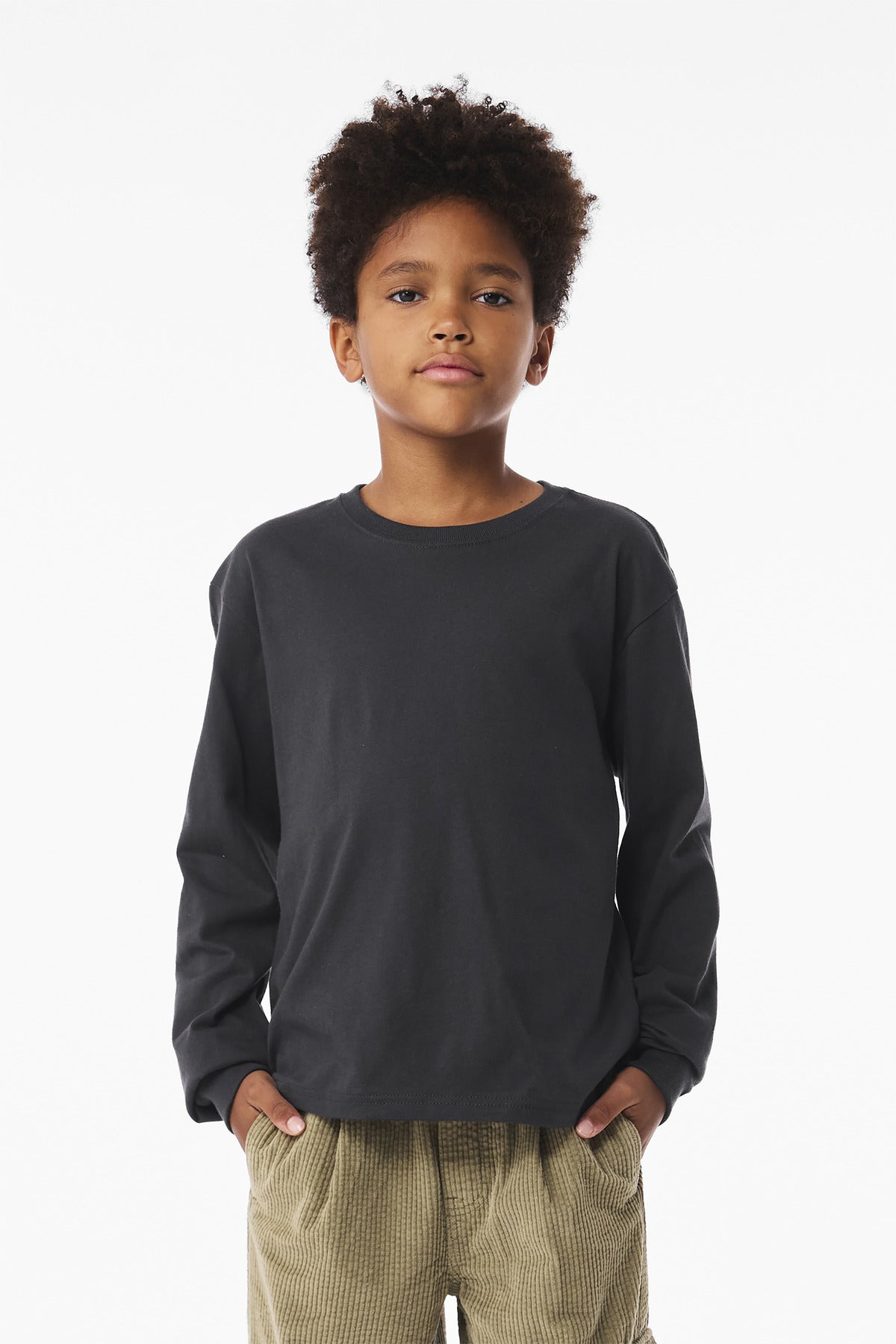 BELLA+CANVAS Youth 6-Ounce Heavyweight Long Sleeve Tee - Dark Grey