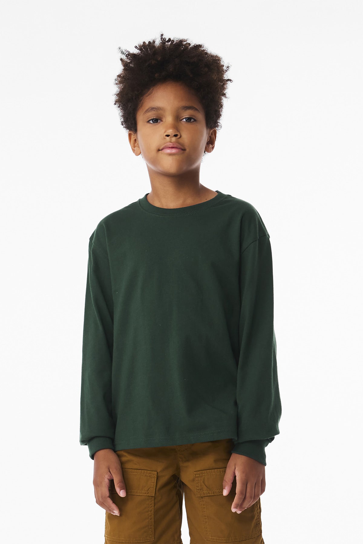 BELLA+CANVAS Youth 6-Ounce Heavyweight Long Sleeve Tee - Forest