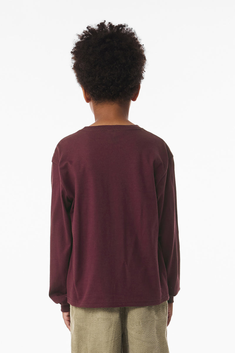 BELLA+CANVAS Youth 6-Ounce Heavyweight Long Sleeve Tee - Maroon
