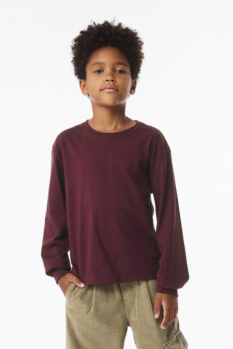 BELLA+CANVAS Youth 6-Ounce Heavyweight Long Sleeve Tee - Maroon