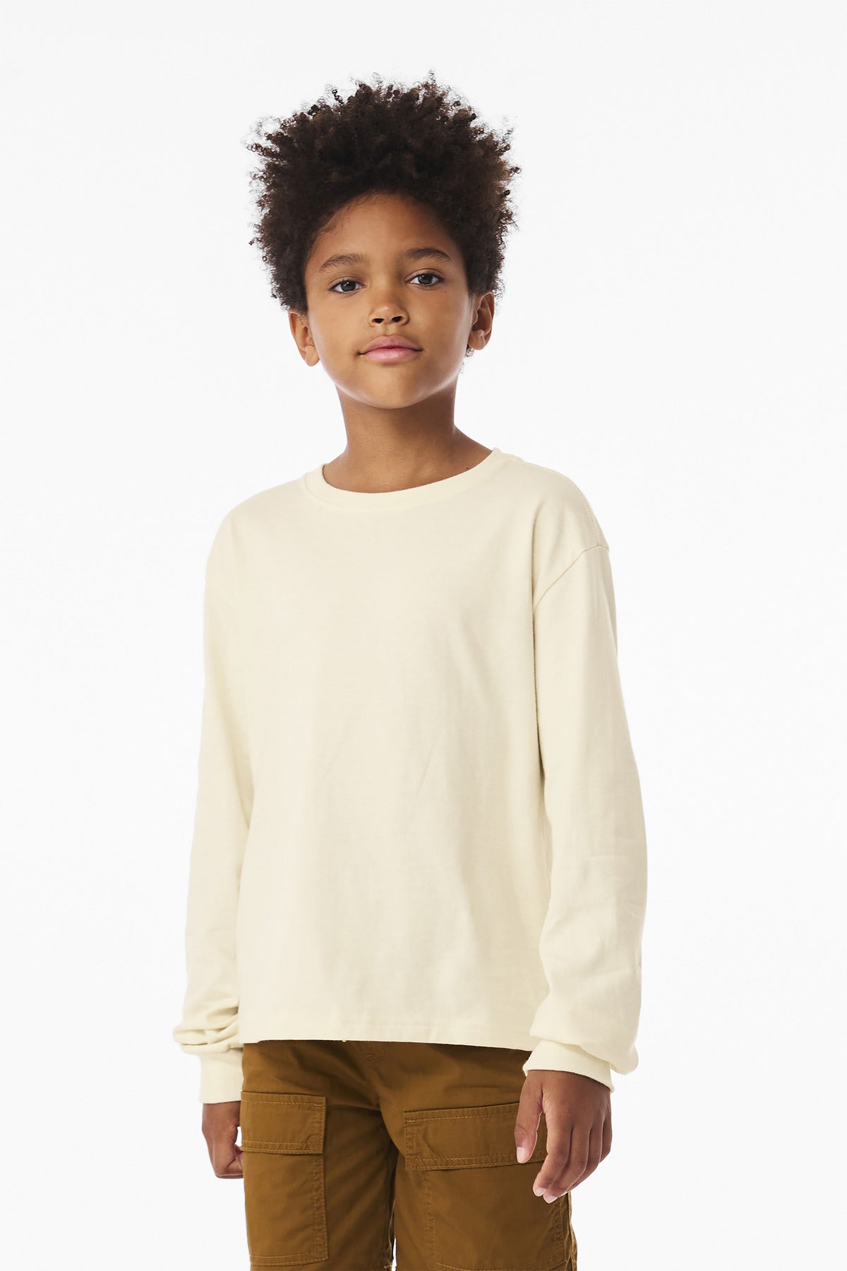 BELLA+CANVAS Youth 6-Ounce Heavyweight Long Sleeve Tee - Natural
