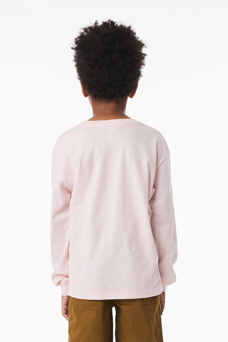 BELLA+CANVAS Youth 6-Ounce Heavyweight Long Sleeve Tee - Soft Pink