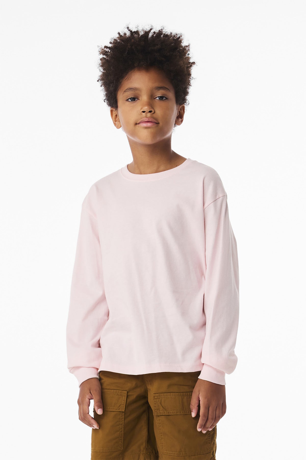 BELLA+CANVAS Youth 6-Ounce Heavyweight Long Sleeve Tee - Soft Pink