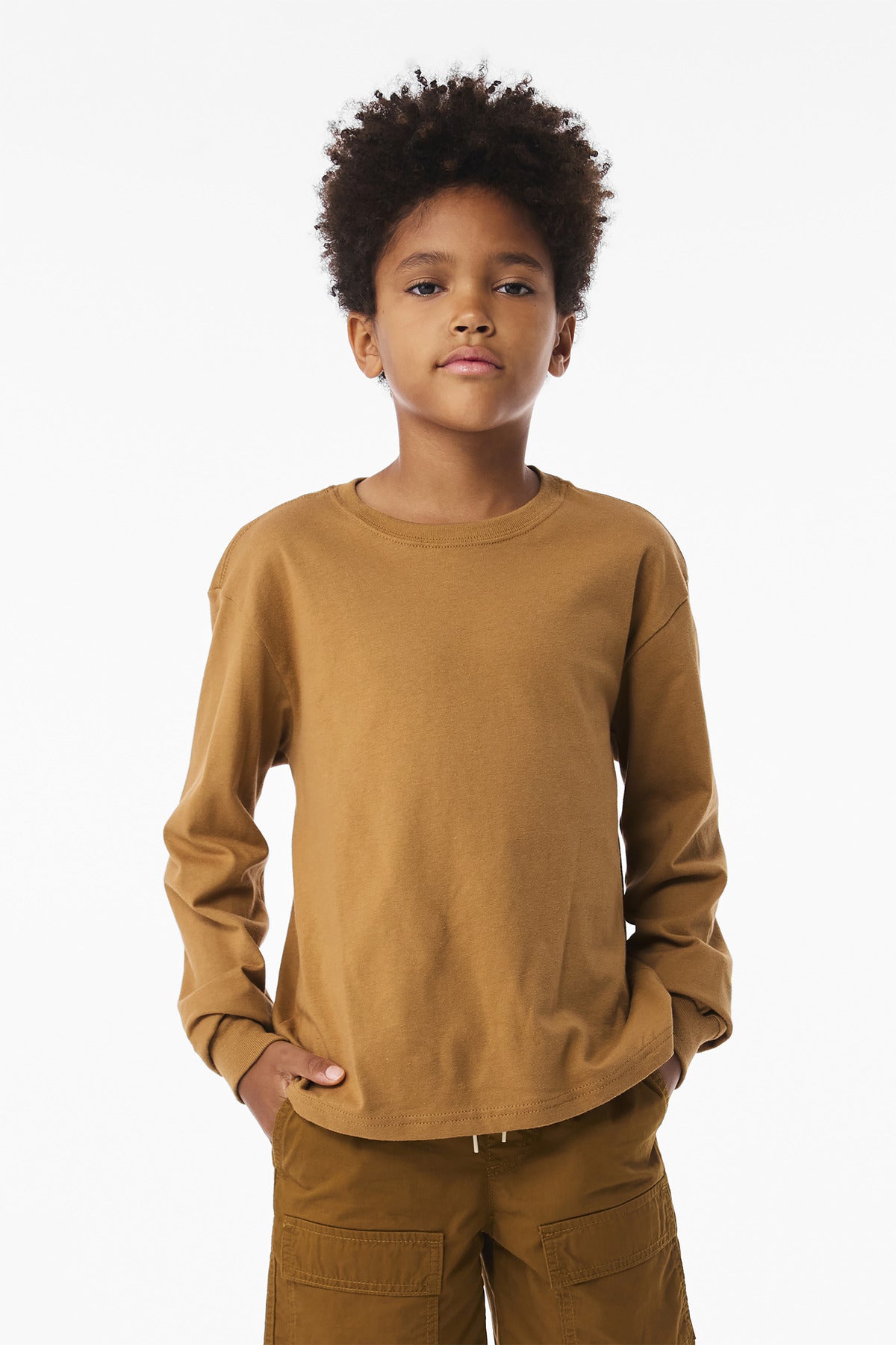 BELLA+CANVAS Youth 6-Ounce Heavyweight Long Sleeve Tee - Toast