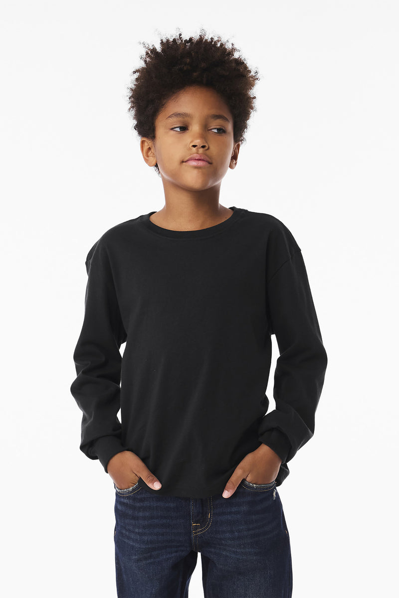 BELLA+CANVAS Youth 6-Ounce Heavyweight Long Sleeve Tee - Vintage Black