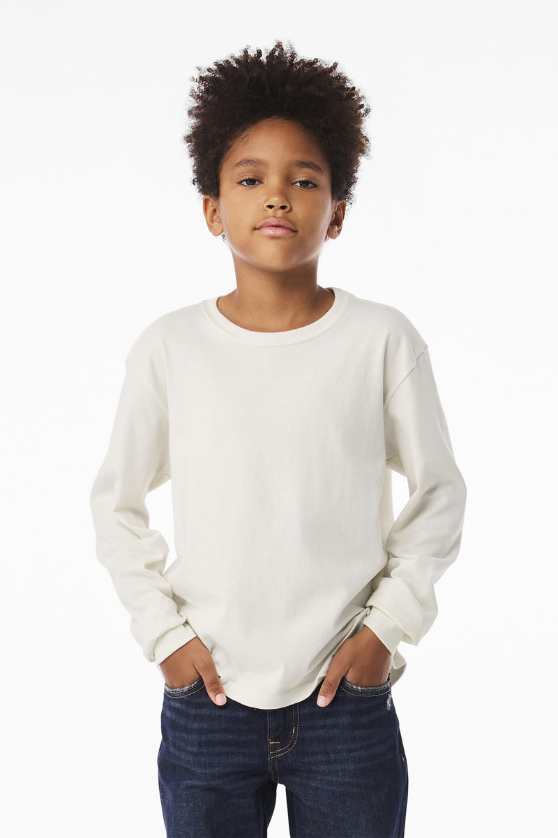 BELLA+CANVAS Youth 6-Ounce Heavyweight Long Sleeve Tee - Vintage White
