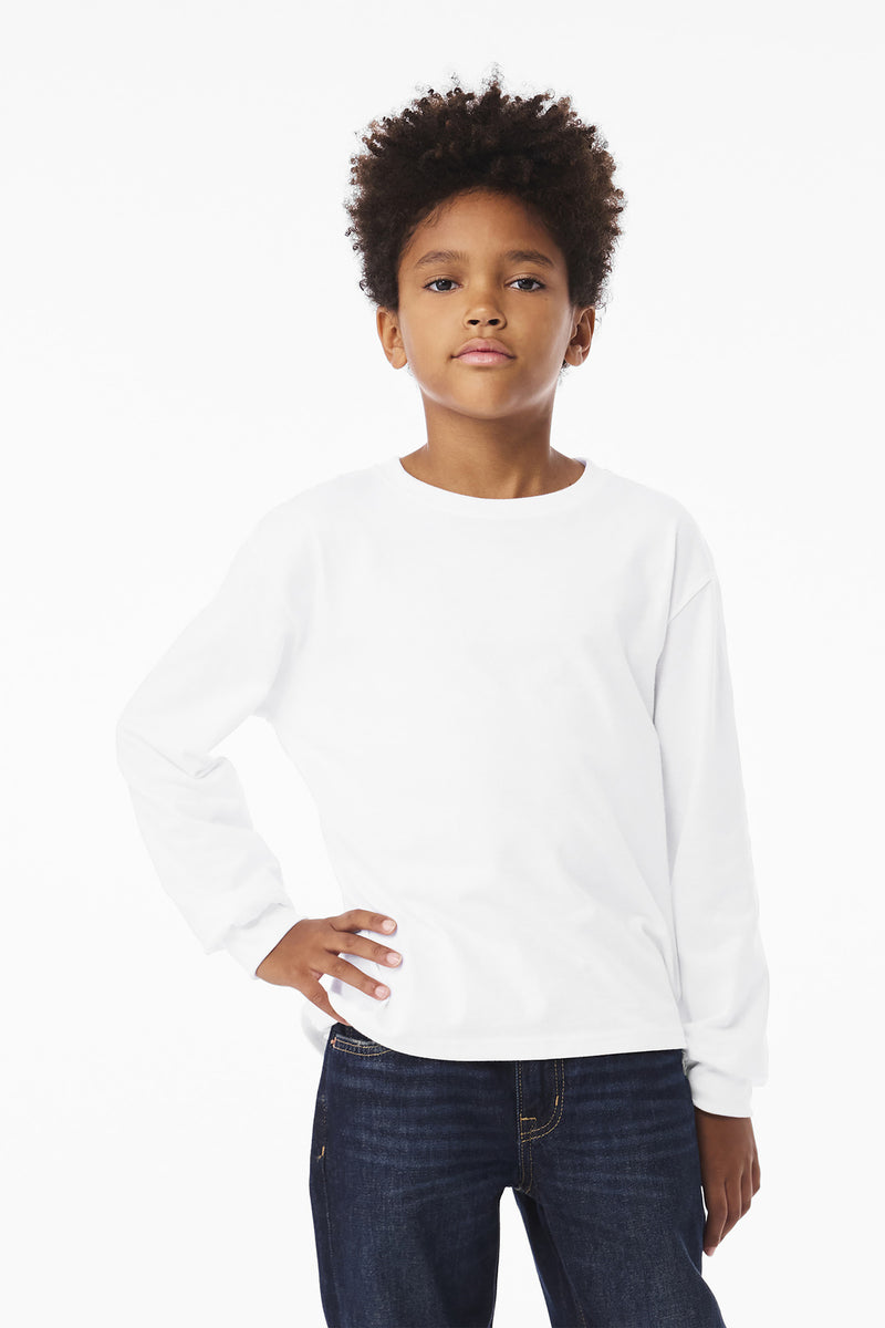 BELLA+CANVAS Youth 6-Ounce Heavyweight Long Sleeve Tee - White
