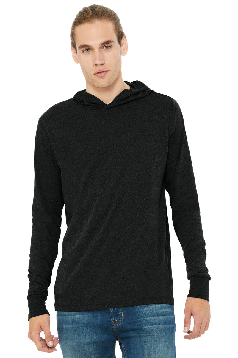 BELLA+CANVAS  Unisex Jersey Long Sleeve Hoodie - Charcoal-Black Triblend
