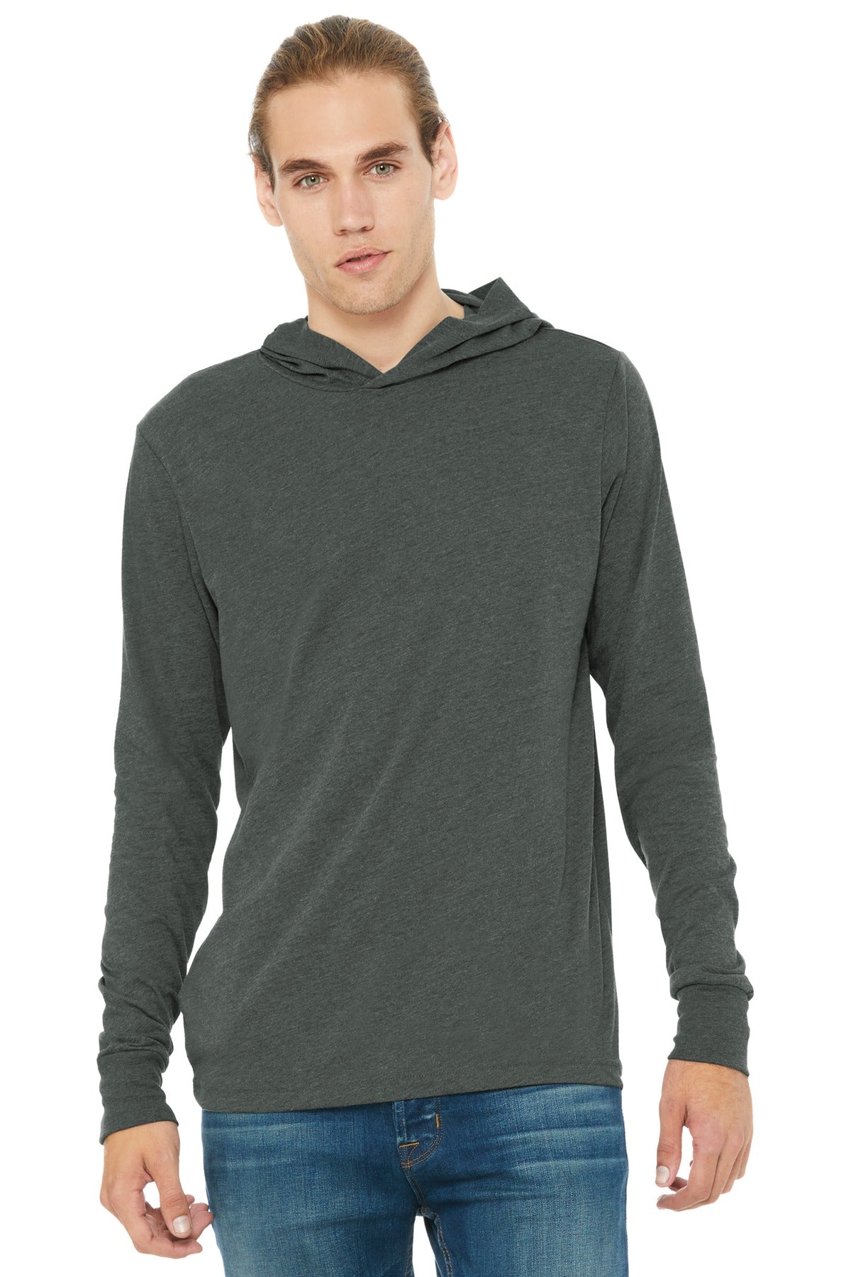 BELLA+CANVAS  Unisex Jersey Long Sleeve Hoodie - Deep Heather