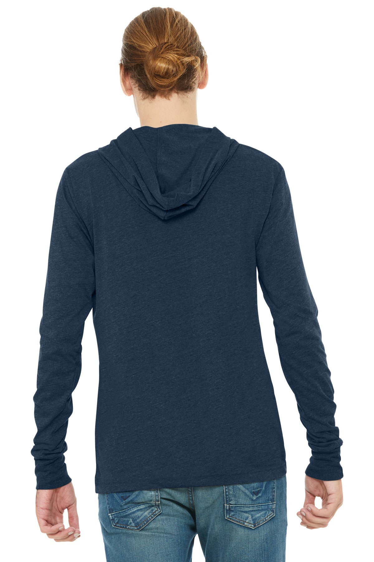 BELLA+CANVAS  Unisex Jersey Long Sleeve Hoodie - Heather Navy