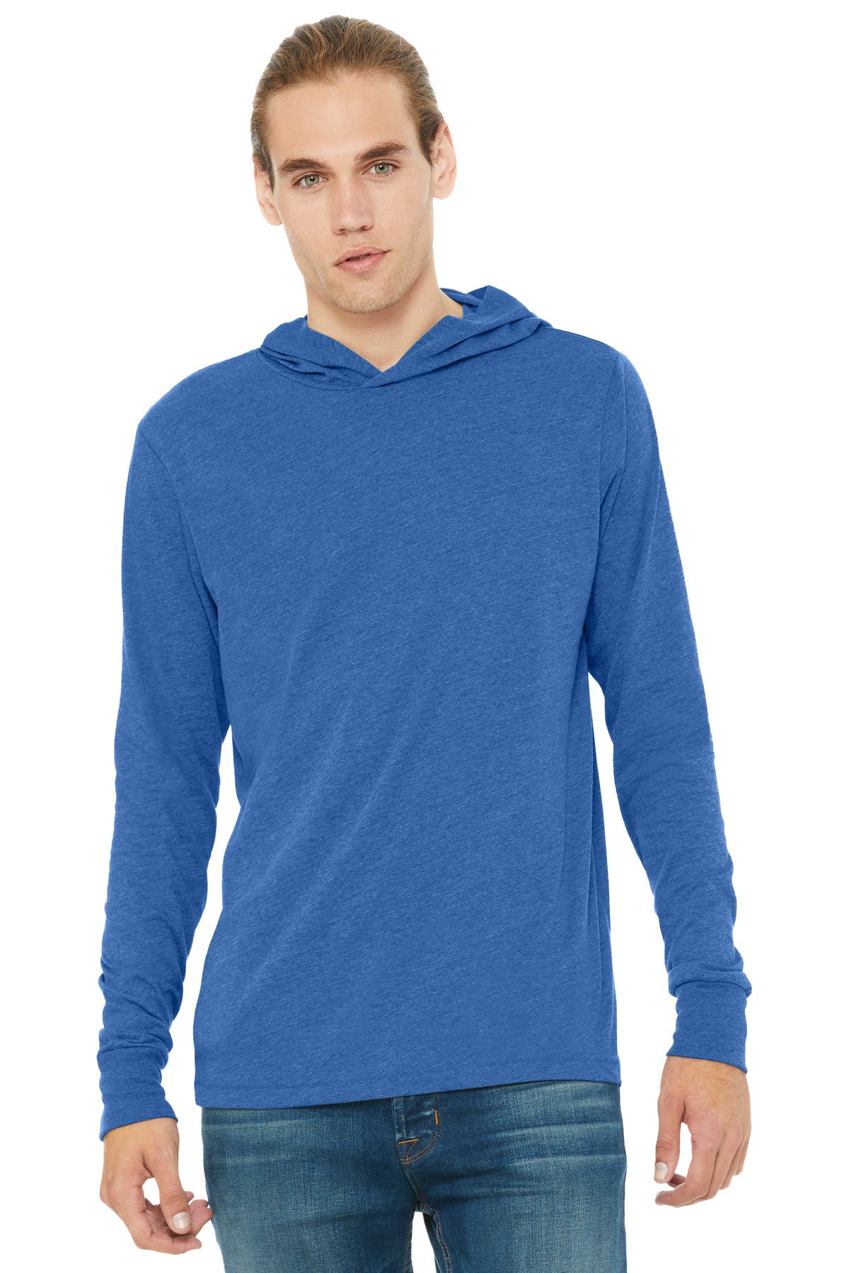 BELLA+CANVAS  Unisex Jersey Long Sleeve Hoodie - Heather True Royal