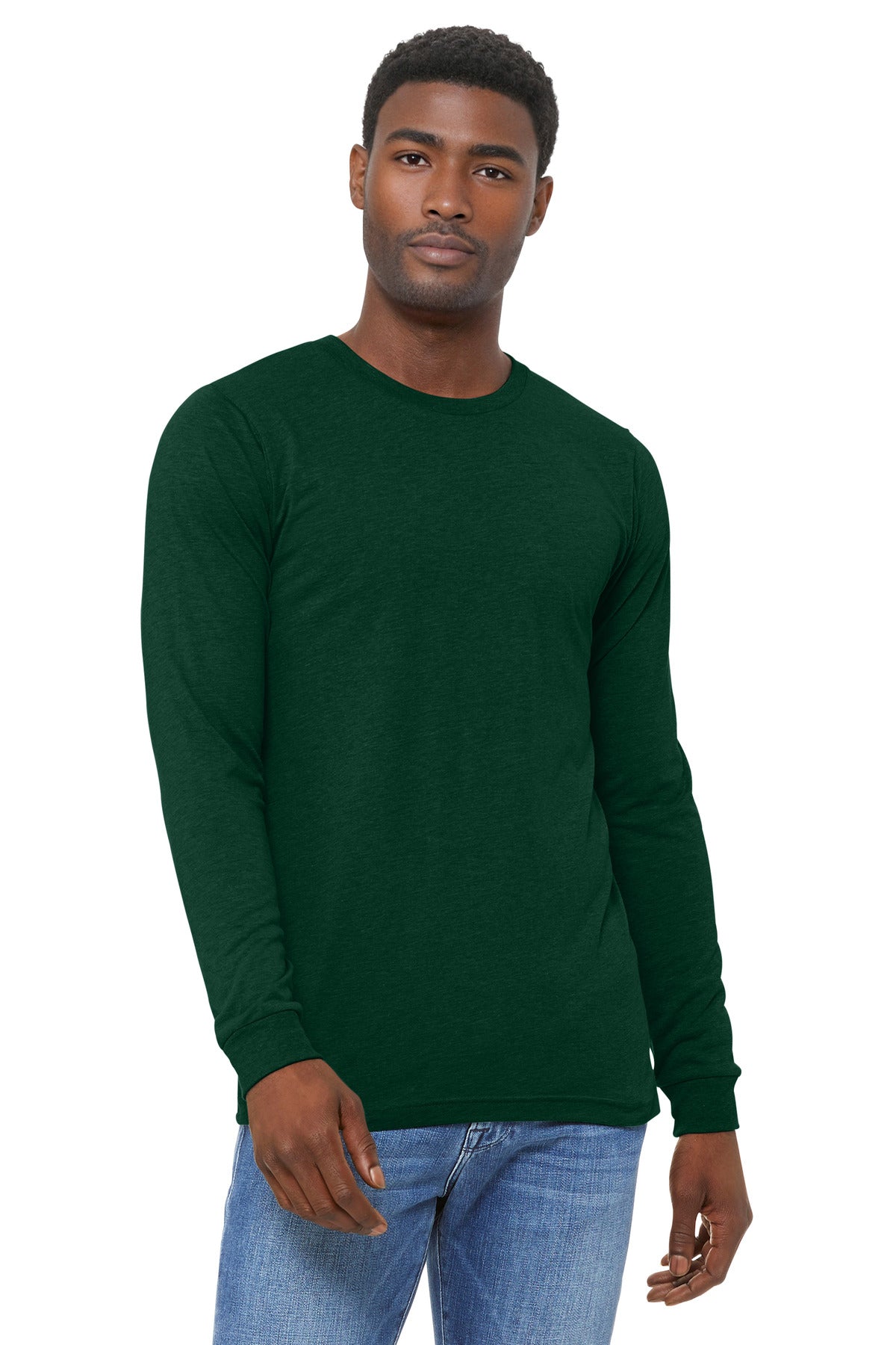 BELLA+CANVAS Unisex Triblend Long Sleeve Tee - Emerald Triblend