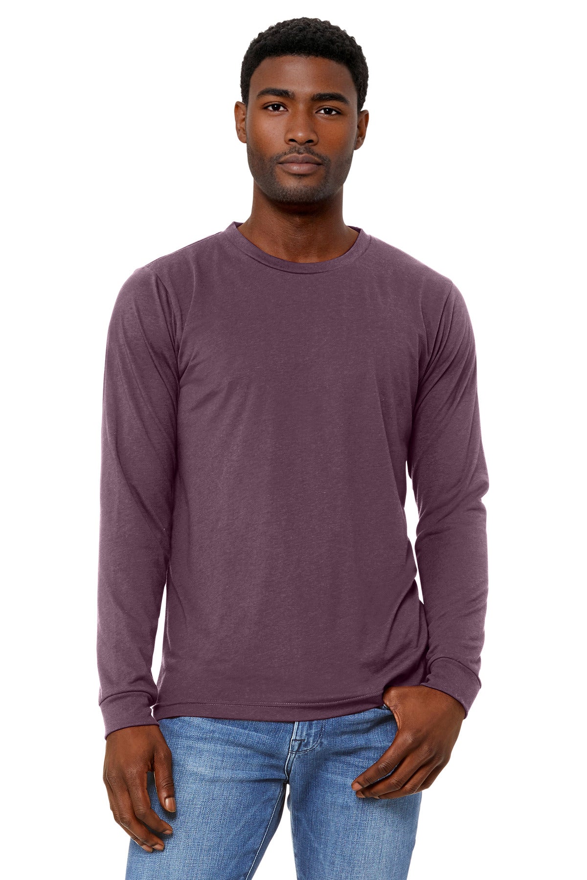 BELLA+CANVAS Unisex Triblend Long Sleeve Tee - Maroon Triblend