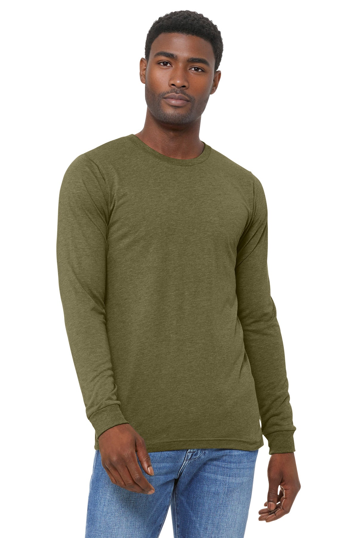 BELLA+CANVAS Unisex Triblend Long Sleeve Tee - Olive Triblend