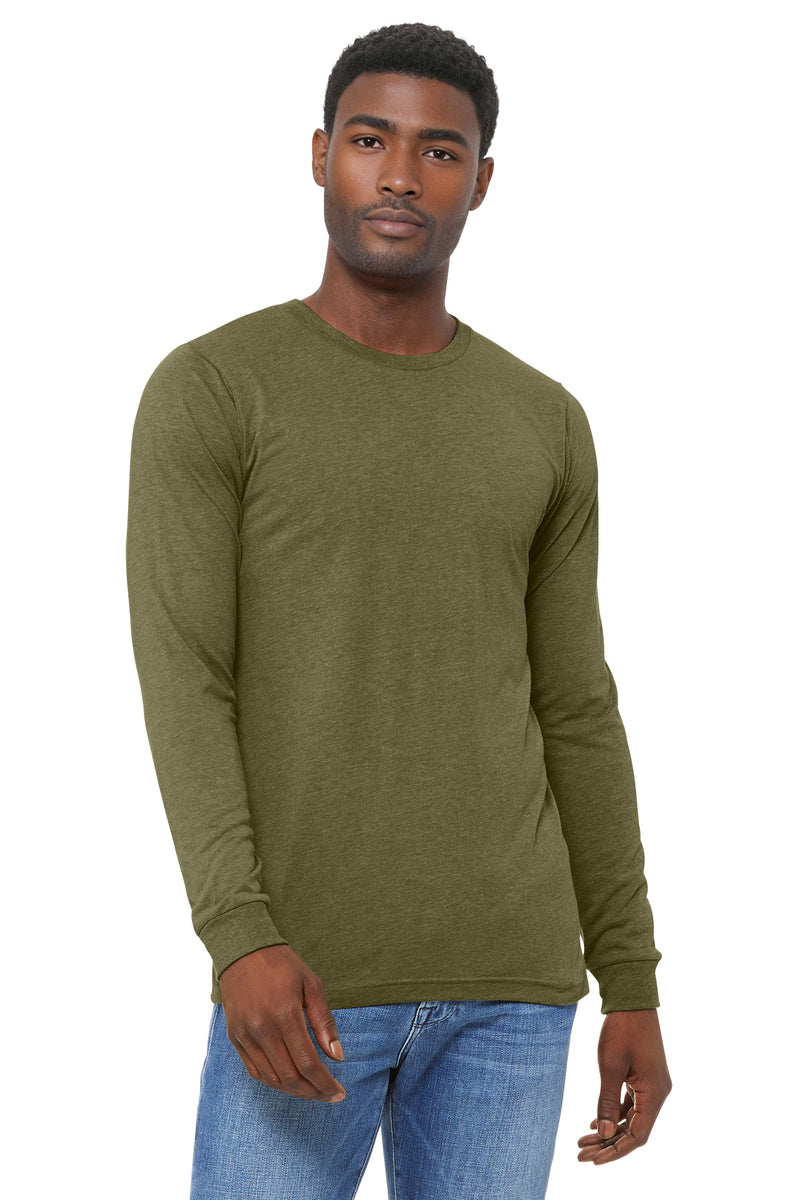 BELLA+CANVAS Unisex Triblend Long Sleeve Tee - Olive Triblend