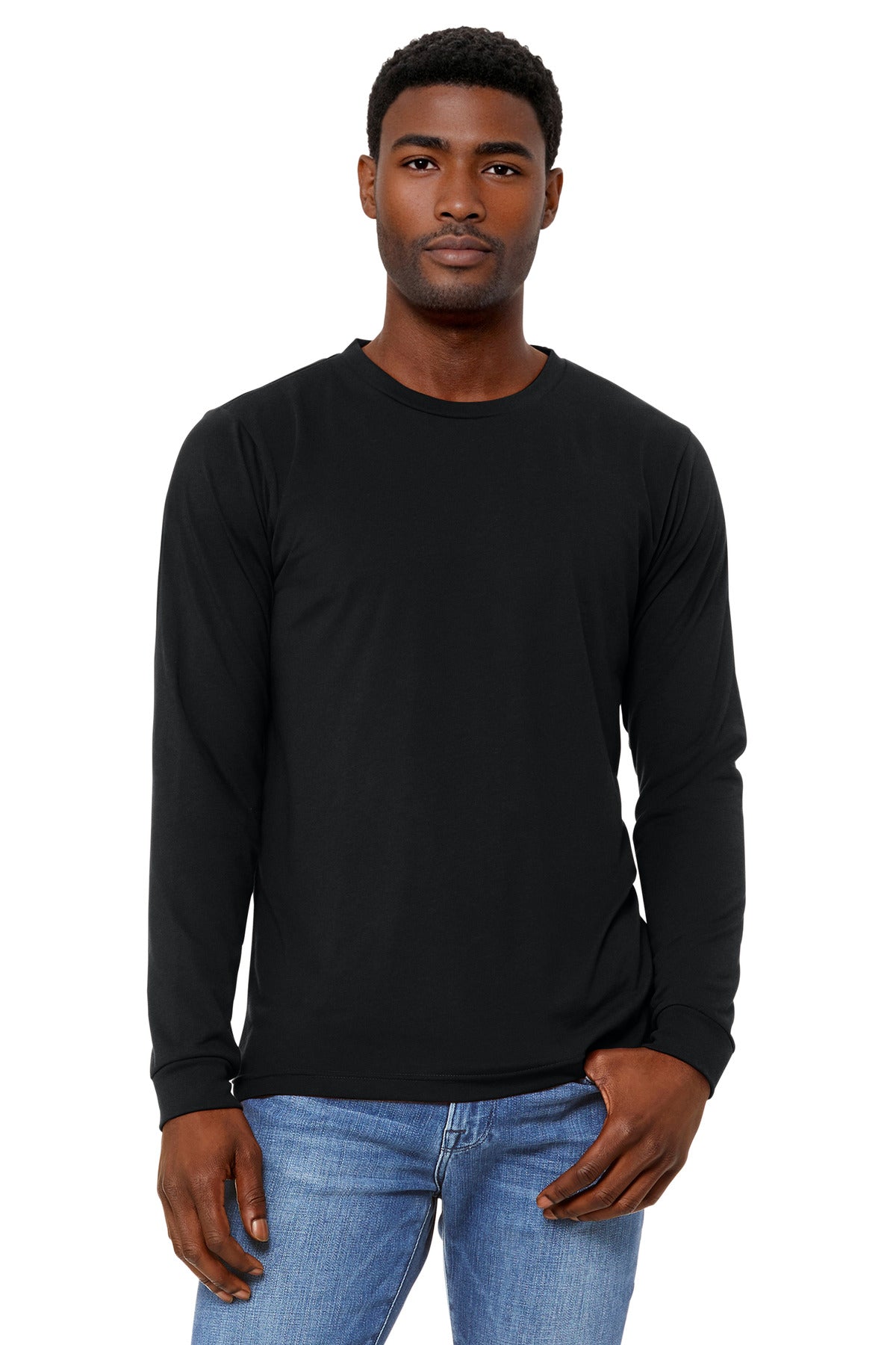 BELLA+CANVAS Unisex Triblend Long Sleeve Tee - Solid Black Triblend