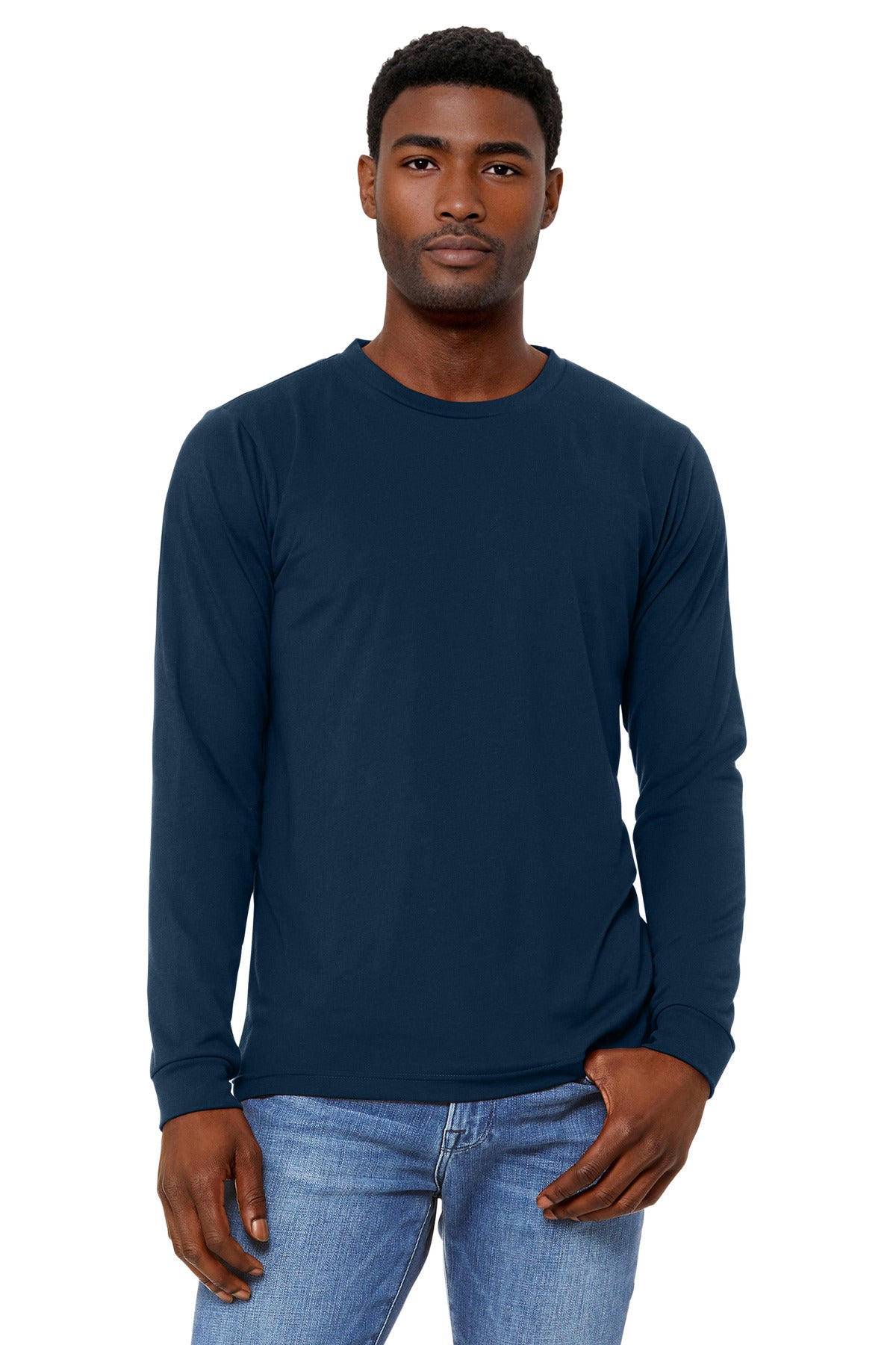 BELLA+CANVAS Unisex Triblend Long Sleeve Tee - Solid Navy Triblend