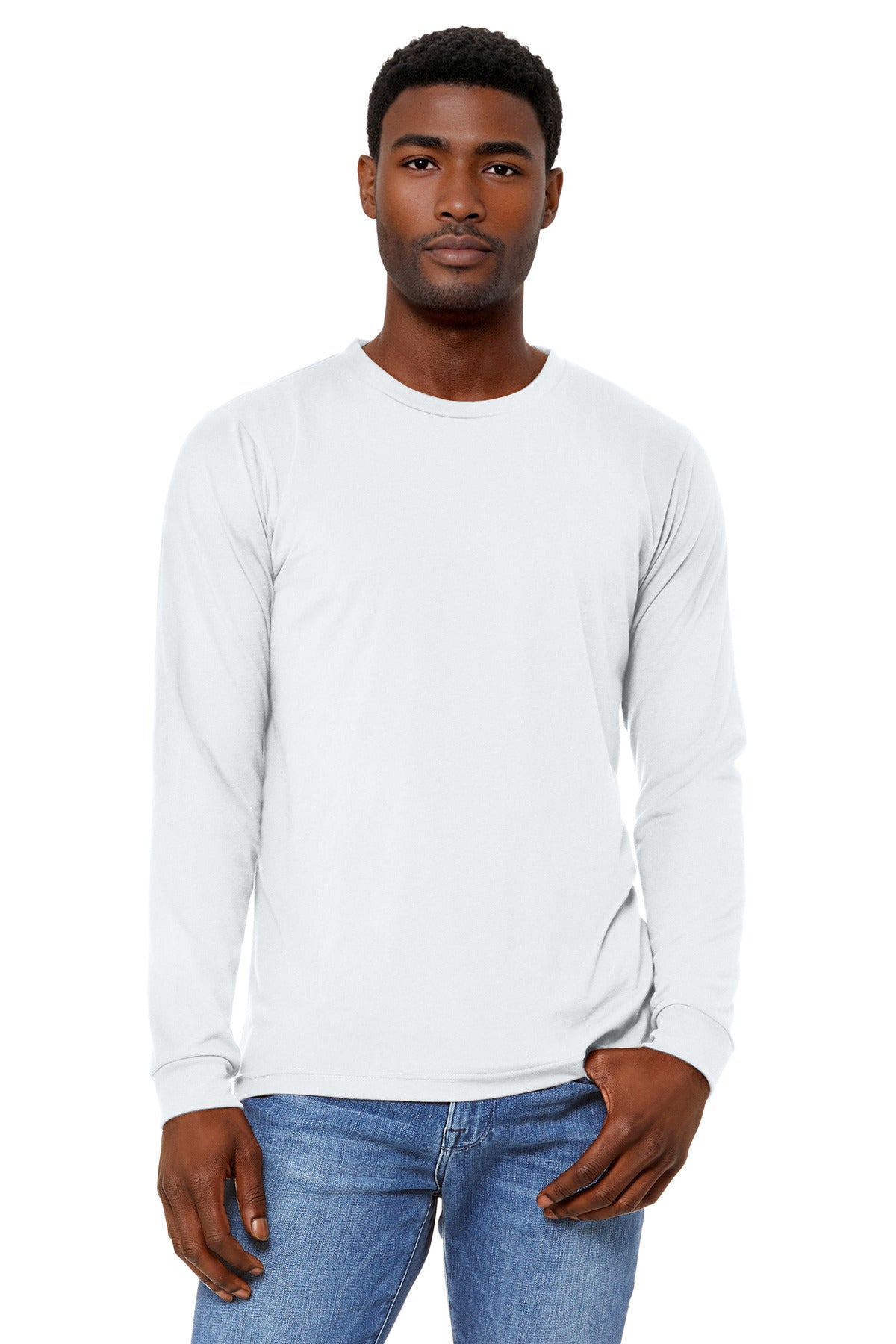 BELLA+CANVAS Unisex Triblend Long Sleeve Tee - Solid White Triblend