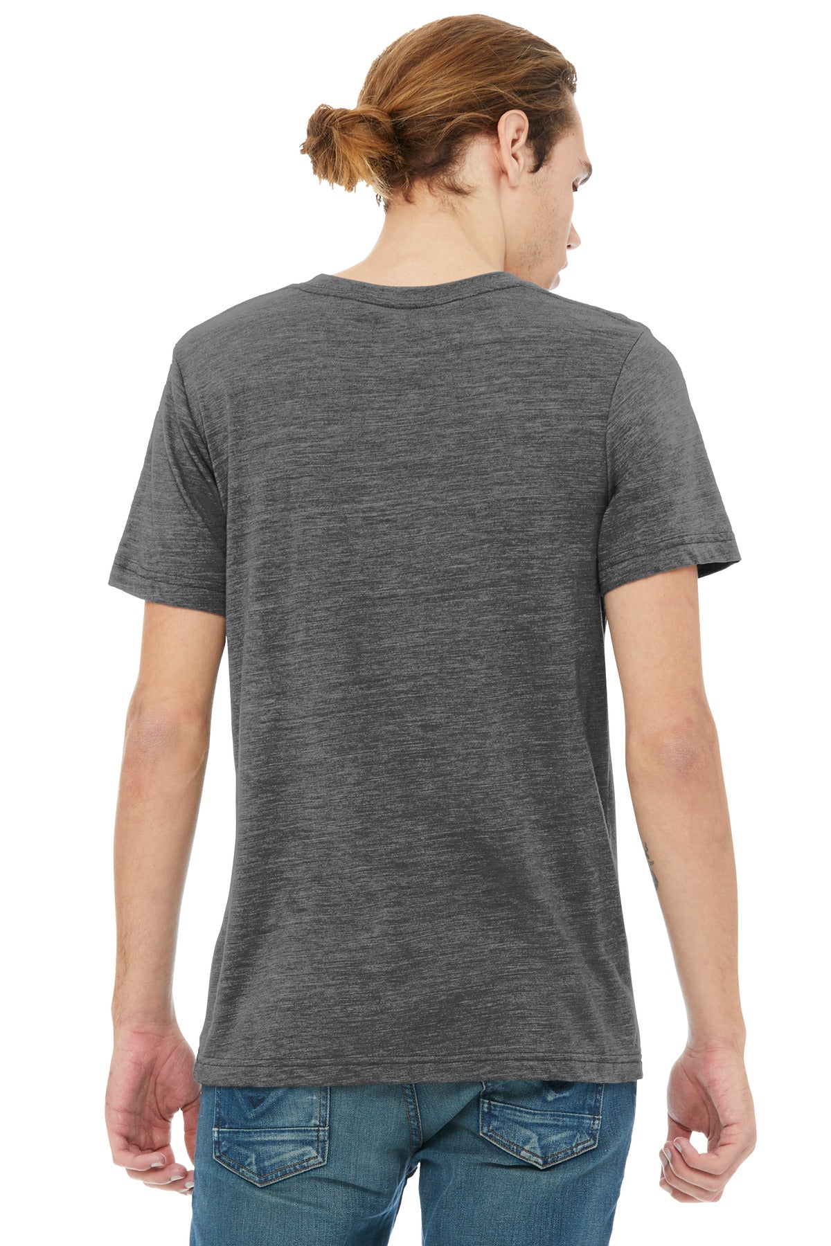 BELLA+CANVAS Unisex Textured Jersey V-Neck Tee - Asphalt Slub