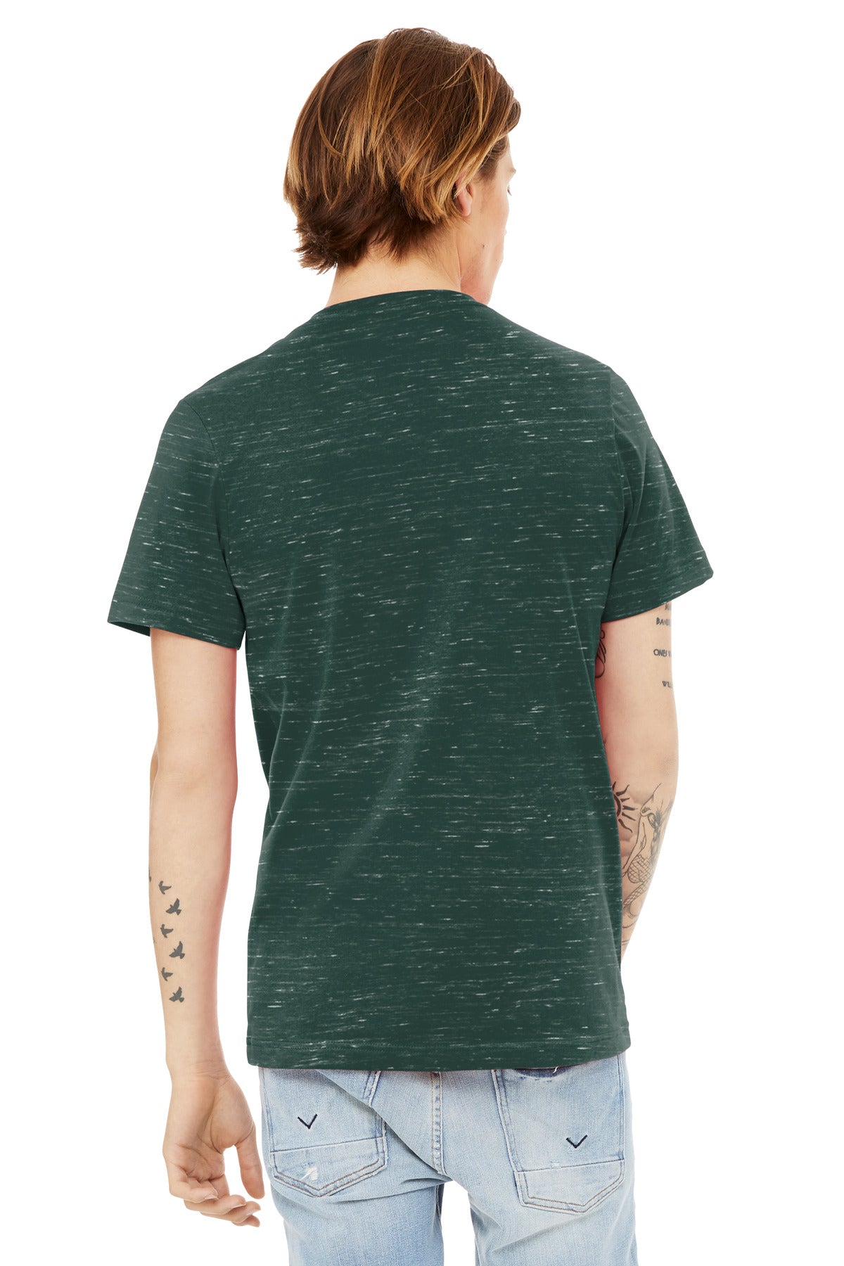 BELLA+CANVAS Unisex Textured Jersey V-Neck Tee - Forest Marble