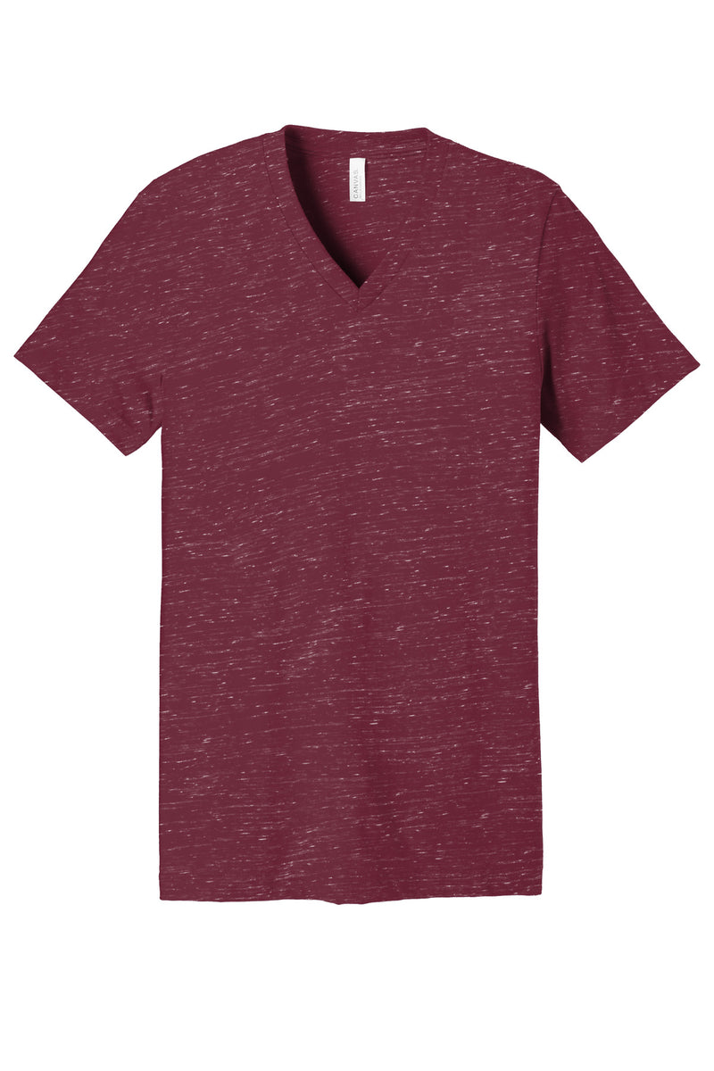 BELLA+CANVAS Unisex Textured Jersey V-Neck Tee - Maroon Marble
