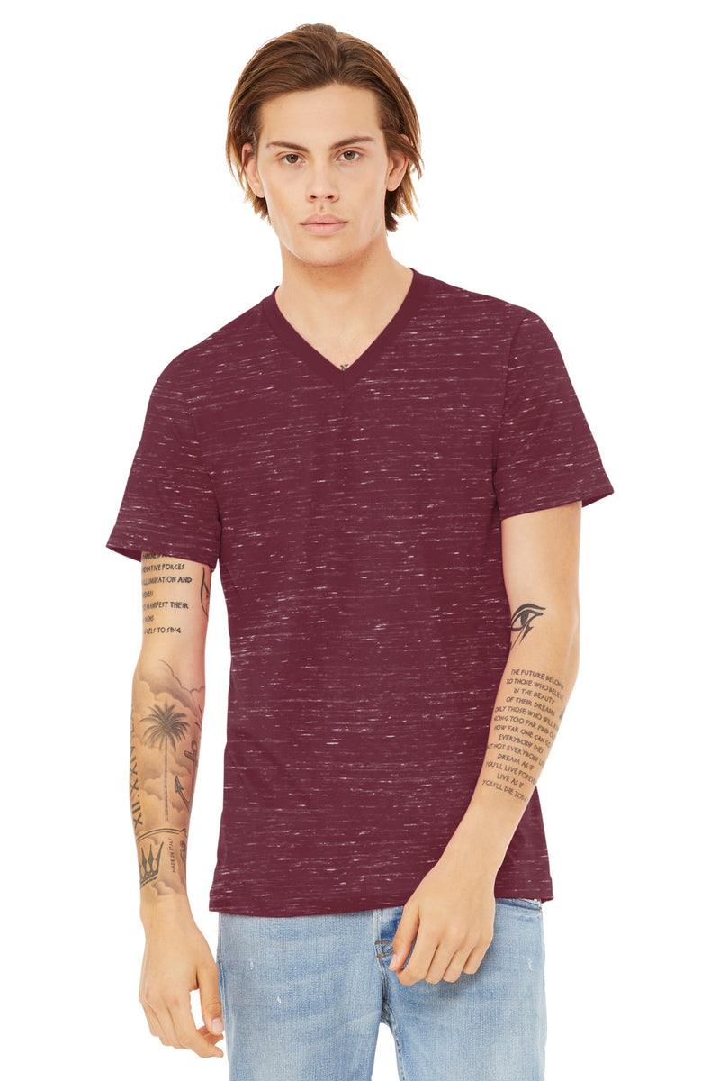 BELLA+CANVAS Unisex Textured Jersey V-Neck Tee - Maroon Marble