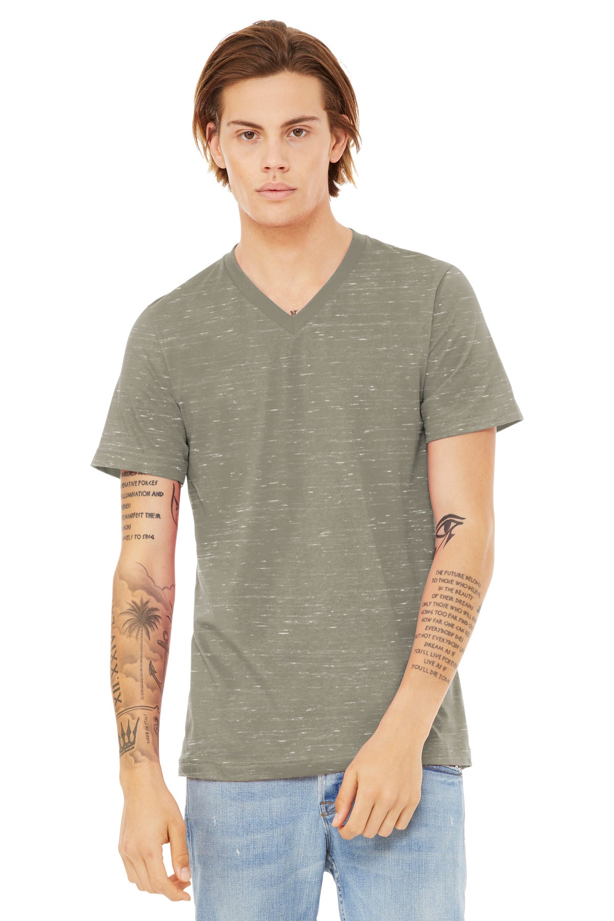 BELLA+CANVAS Unisex Textured Jersey V-Neck Tee - Stone Marble